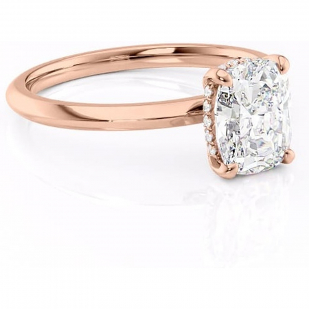 14K - Inel de logodnă Lavender din aur Rose 14kt cu moissanite tăietură asscher – Solitar rafinată pentru profil înalt | Personalizează și configurează gratuit online