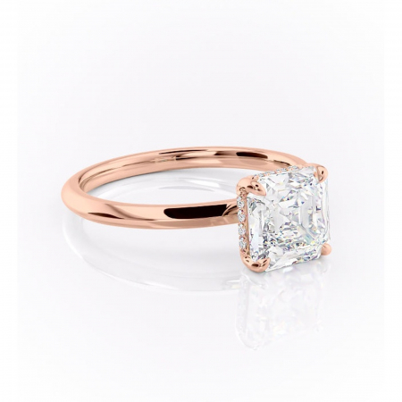 Asscher - Inel de logodnă Lavender din aur Rose 18kt cu moissanite tăietură asscher – Solitar rafinată pentru profil înalt | Personalizează și configurează gratuit online