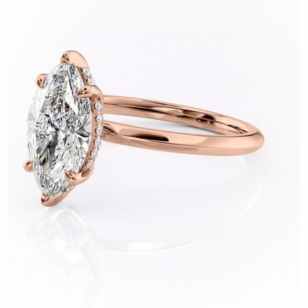 Inel de logodnă Lavender din aur Rose 14kt cu moissanite tăietură marquise – Solitar rafinată pentru profil înalt | Personalizează și configurează gratuit online [6]