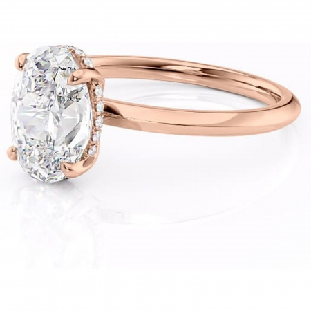 Inel de logodnă Lavender din aur Rose 14kt cu moissanite tăietură ovală – Solitar rafinată pentru profil înalt | Personalizează și configurează gratuit online [6]
