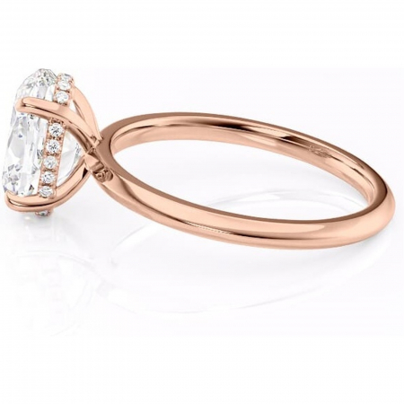 Inel de logodnă Lavender din aur Rose 14kt cu moissanite tăietură ovală – Solitar rafinată pentru profil înalt | Personalizează și configurează gratuit online [5]