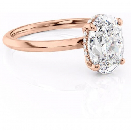 14K - Inel de logodnă Lavender din aur Rose 14kt cu moissanite tăietură ovală – Solitar rafinată pentru profil înalt | Personalizează și configurează gratuit online