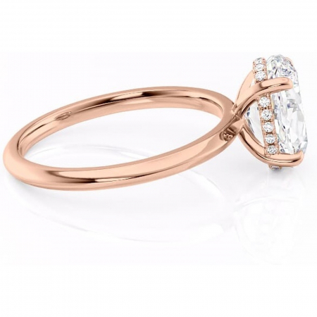 Inel de logodnă Lavender din aur Rose 14kt cu moissanite tăietură ovală – Solitar rafinată pentru profil înalt | Personalizează și configurează gratuit online [1]