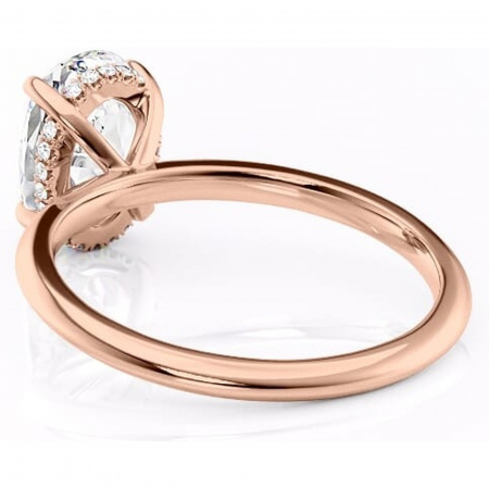 Inel de logodnă Lavender din aur Rose 14kt cu moissanite tăietură ovală – Solitar rafinată pentru profil înalt | Personalizează și configurează gratuit online [3]