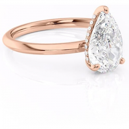18K - Inel de logodnă Lavender din aur Rose 18kt cu moissanite tăietură pară – Solitar rafinată pentru profil înalt | Personalizează și configurează gratuit online