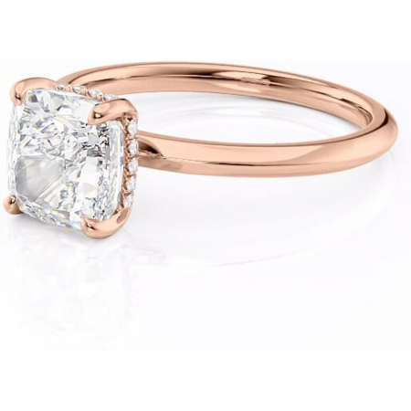 Inel de logodnă Lavender din aur Rose 18kt cu moissanite tăietură pernă – Solitar rafinată pentru profil înalt | Personalizează și configurează gratuit online [6]