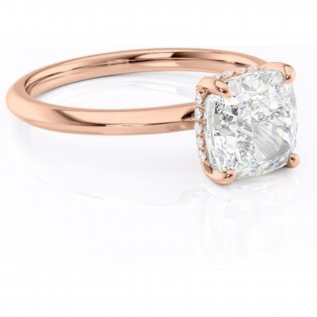 Pernă - Inel de logodnă Lavender din aur Rose 18kt cu moissanite tăietură pernă – Solitar rafinată pentru profil înalt | Personalizează și configurează gratuit online