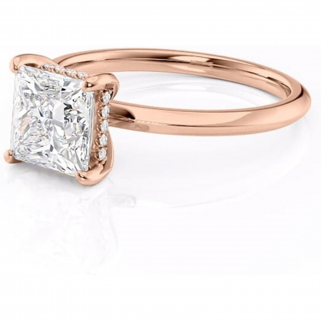 Inel de logodnă Lavender din aur Rose 14kt cu moissanite tăietură princess – Solitar rafinată pentru profil înalt | Personalizează și configurează gratuit online [6]