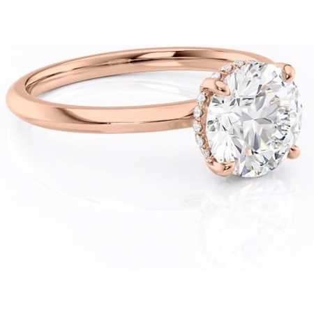 Aur roz - Inel de logodnă Lavender din aur Rose 14kt cu moissanite tăietură rotundă – Solitar rafinată pentru profil înalt | Personalizează și configurează gratuit online