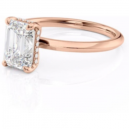 Inel de logodnă Lavender din aur Rose 18kt cu moissanite tăietură smarald – Solitar rafinată pentru profil înalt | Personalizează și configurează gratuit online [6]