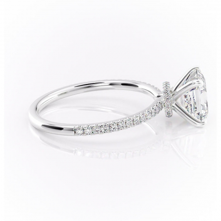 Inel de logodnă Lavinia din aur Alb 14kt cu moissanite tăietură asscher – Montură pavé rafinată pentru profil înalt | Personalizează și configurează gratuit online [1]