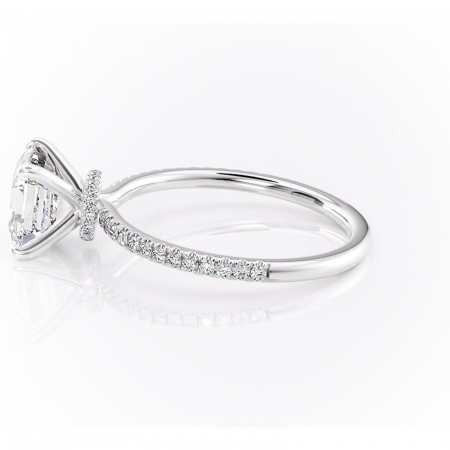 Inel de logodnă Lavinia din aur Alb 14kt cu moissanite tăietură asscher – Montură pavé rafinată pentru profil înalt | Personalizează și configurează gratuit online [5]