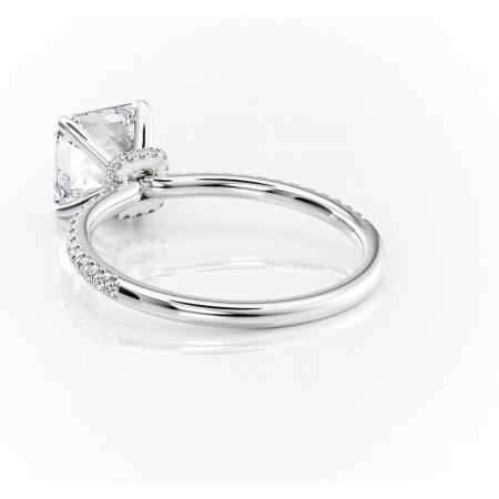 Inel de logodnă Lavinia din aur Alb 14kt cu moissanite tăietură asscher – Montură pavé rafinată pentru profil înalt | Personalizează și configurează gratuit online [3]