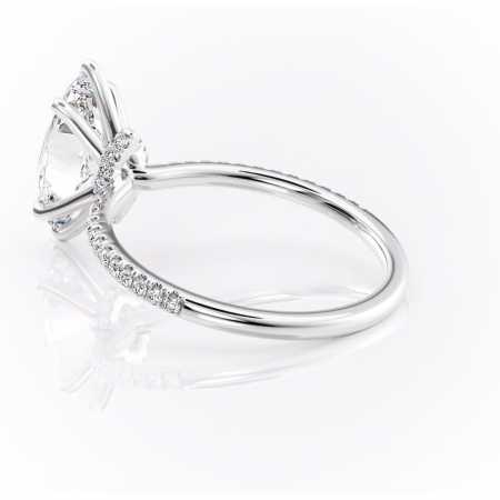 Inel de logodnă Lavinia din aur Alb 14kt cu moissanite tăietură marquise – Montură pavé rafinată pentru profil înalt | Personalizează și configurează gratuit online [4]
