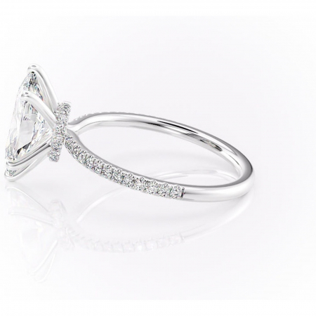 Inel de logodnă Lavinia din aur Alb 14kt cu moissanite tăietură marquise – Montură pavé rafinată pentru profil înalt | Personalizează și configurează gratuit online [5]