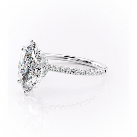 Inel de logodnă Lavinia din aur Alb 14kt cu moissanite tăietură marquise – Montură pavé rafinată pentru profil înalt | Personalizează și configurează gratuit online [6]