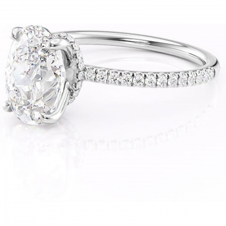 Inel de logodnă Lavinia din aur Alb 14kt cu moissanite tăietură ovală – Montură pavé rafinată pentru profil înalt | Personalizează și configurează gratuit online [6]