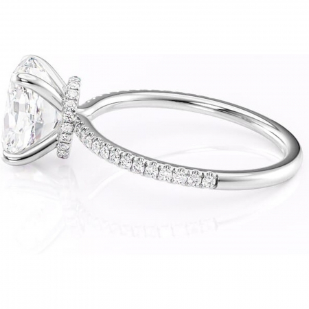 Inel de logodnă Lavinia din aur Alb 14kt cu moissanite tăietură ovală – Montură pavé rafinată pentru profil înalt | Personalizează și configurează gratuit online [5]