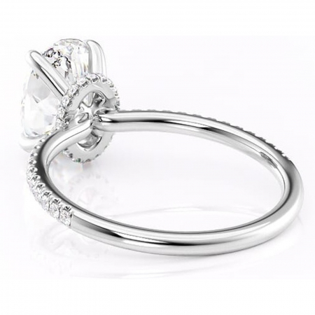 Inel de logodnă Lavinia din aur Alb 14kt cu moissanite tăietură ovală – Montură pavé rafinată pentru profil înalt | Personalizează și configurează gratuit online [3]