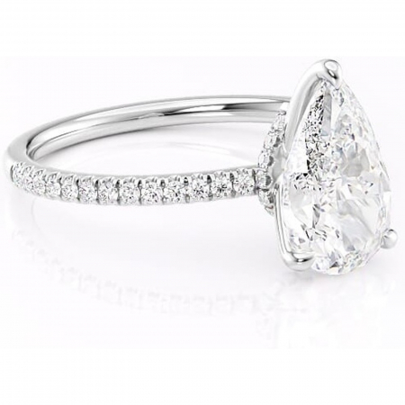 Pară - Inel de logodnă Lavinia din aur Alb 14kt cu moissanite tăietură pară – Montură pavé rafinată pentru profil înalt | Personalizează și configurează gratuit online