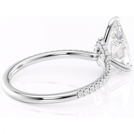 Inel de logodnă Lavinia din aur Alb 14kt cu moissanite tăietură pară – Montură pavé rafinată pentru profil înalt | Personalizează și configurează gratuit online [2]