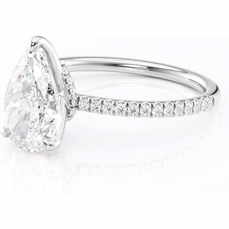 Inel de logodnă Lavinia din aur Alb 14kt cu moissanite tăietură pară – Montură pavé rafinată pentru profil înalt | Personalizează și configurează gratuit online [6]