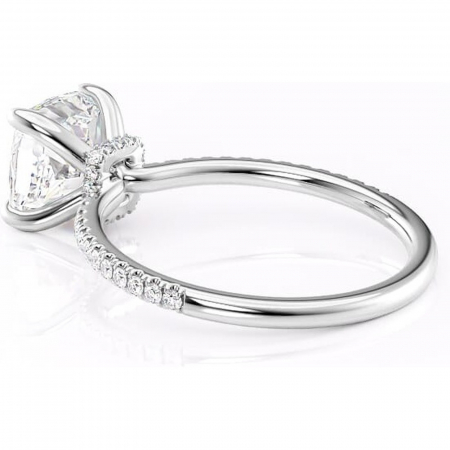 Inel de logodnă Lavinia din aur Alb 14kt cu moissanite tăietură pernă – Montură pavé rafinată pentru profil înalt | Personalizează și configurează gratuit online [4]