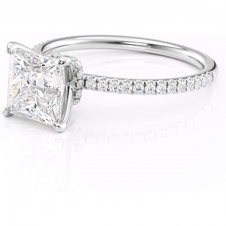 Inel de logodnă Lavinia din aur Alb 14kt cu moissanite tăietură princess – Montură pavé rafinată pentru profil înalt | Personalizează și configurează gratuit online [6]