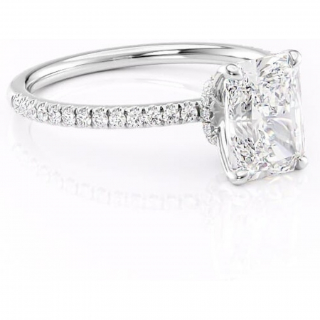 Radiantă - Inel de logodnă Lavinia din aur Alb 14kt cu moissanite tăietură radiantă – Montură pavé rafinată pentru profil înalt | Personalizează și configurează gratuit online