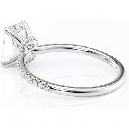 Inel de logodnă Lavinia din aur Alb 14kt cu moissanite tăietură radiantă – Montură pavé rafinată pentru profil înalt | Personalizează și configurează gratuit online [4]