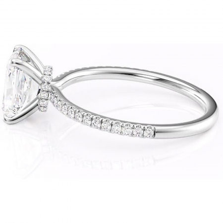 Inel de logodnă Lavinia din aur Alb 14kt cu moissanite tăietură radiantă – Montură pavé rafinată pentru profil înalt | Personalizează și configurează gratuit online [5]