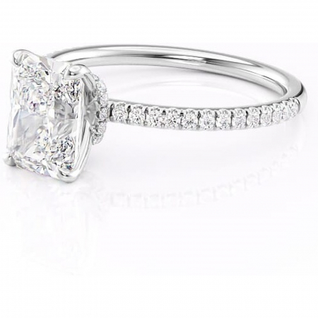 Inel de logodnă Lavinia din aur Alb 14kt cu moissanite tăietură radiantă – Montură pavé rafinată pentru profil înalt | Personalizează și configurează gratuit online [6]