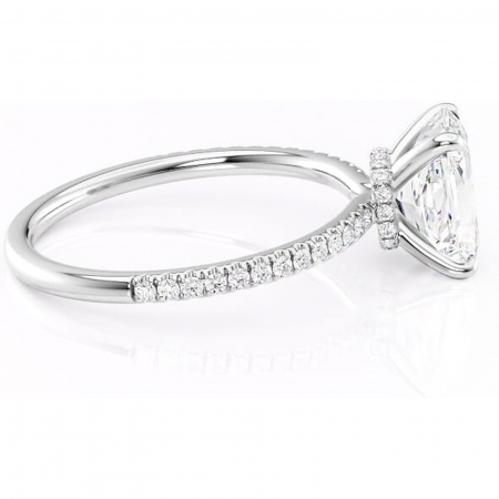 Inel de logodnă Lavinia din aur Alb 14kt cu moissanite tăietură radiantă – Montură pavé rafinată pentru profil înalt | Personalizează și configurează gratuit online [1]