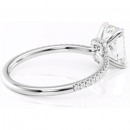 Inel de logodnă Lavinia din aur Alb 14kt cu moissanite tăietură radiantă – Montură pavé rafinată pentru profil înalt | Personalizează și configurează gratuit online [2]