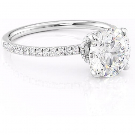 Halo - Inel de logodnă Lavinia din aur Alb 14kt cu moissanite tăietură rotundă – Montură pavé rafinată pentru profil înalt | Personalizează și configurează gratuit online