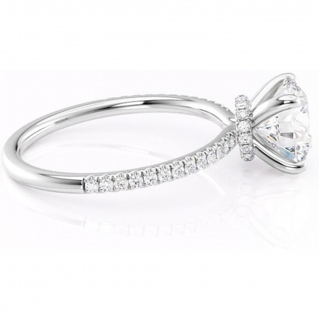 Inel de logodnă Lavinia din aur Alb 14kt cu moissanite tăietură rotundă – Montură pavé rafinată pentru profil înalt | Personalizează și configurează gratuit online [1]