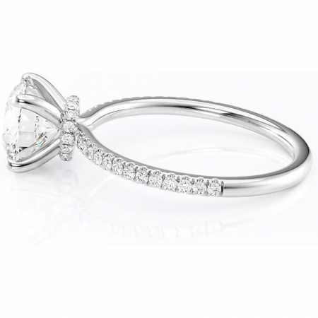 Inel de logodnă Lavinia din aur Alb 14kt cu moissanite tăietură rotundă – Montură pavé rafinată pentru profil înalt | Personalizează și configurează gratuit online [5]