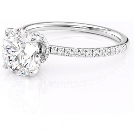 Inel de logodnă Lavinia din aur Alb 14kt cu moissanite tăietură rotundă – Montură pavé rafinată pentru profil înalt | Personalizează și configurează gratuit online [6]