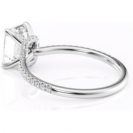 Inel de logodnă Lavinia din aur Alb 14kt cu moissanite tăietură smarald – Montură pavé rafinată pentru profil înalt | Personalizează și configurează gratuit online [4]