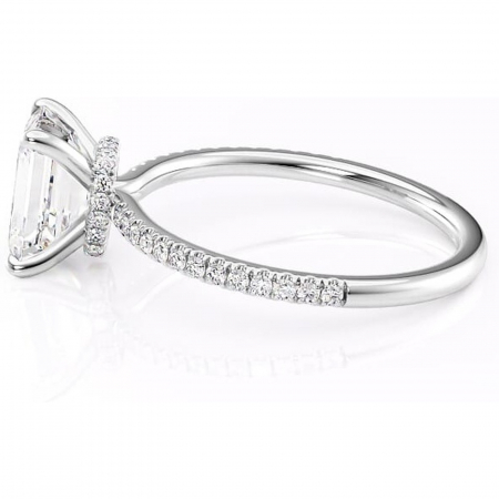 Inel de logodnă Lavinia din aur Alb 14kt cu moissanite tăietură smarald – Montură pavé rafinată pentru profil înalt | Personalizează și configurează gratuit online [5]