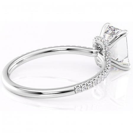 Inel de logodnă Lavinia din aur Alb 14kt cu moissanite tăietură smarald – Montură pavé rafinată pentru profil înalt | Personalizează și configurează gratuit online [2]