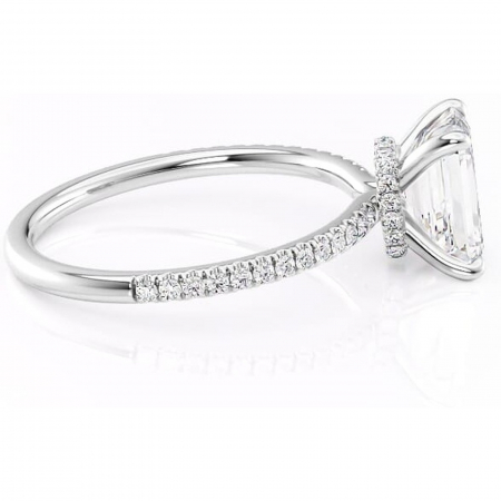 Inel de logodnă Lavinia din aur Alb 14kt cu moissanite tăietură smarald – Montură pavé rafinată pentru profil înalt | Personalizează și configurează gratuit online [1]