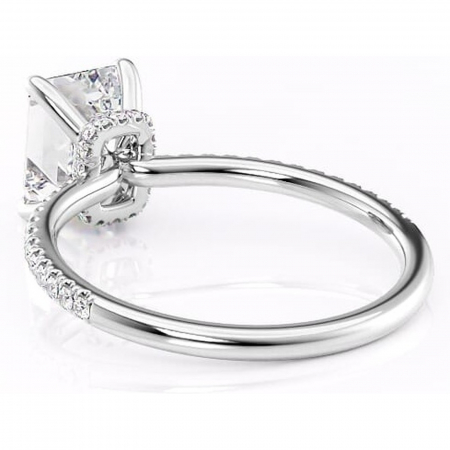 Inel de logodnă Lavinia din aur Alb 14kt cu moissanite tăietură smarald – Montură pavé rafinată pentru profil înalt | Personalizează și configurează gratuit online [3]