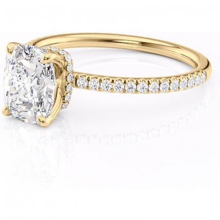 Inel de logodnă Lavinia din aur Galben 14kt cu moissanite tăietură asscher – Montură pavé rafinată pentru profil înalt | Personalizează și configurează gratuit online [6]