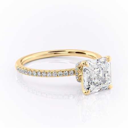 Aur galben - Inel de logodnă Lavinia din aur Galben 18kt cu moissanite tăietură asscher – Montură pavé rafinată pentru profil înalt | Personalizează și configurează gratuit online