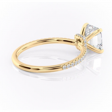 Inel de logodnă Lavinia din aur Galben 18kt cu moissanite tăietură asscher – Montură pavé rafinată pentru profil înalt | Personalizează și configurează gratuit online [2]