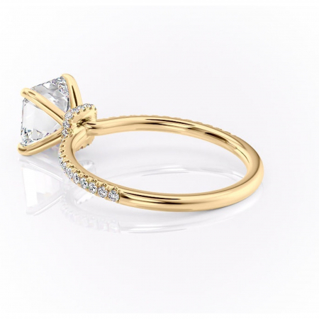 Inel de logodnă Lavinia din aur Galben 18kt cu moissanite tăietură asscher – Montură pavé rafinată pentru profil înalt | Personalizează și configurează gratuit online [4]