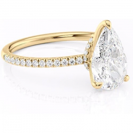 Aur galben - Inel de logodnă Lavinia din aur Galben 18kt cu moissanite tăietură pară – Montură pavé rafinată pentru profil înalt | Personalizează și configurează gratuit online
