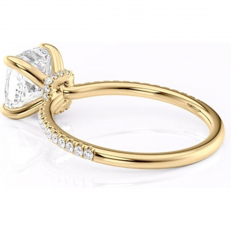 Inel de logodnă Lavinia din aur Galben 14kt cu moissanite tăietură pernă – Montură pavé rafinată pentru profil înalt | Personalizează și configurează gratuit online [4]