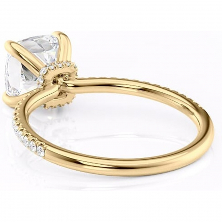 Inel de logodnă Lavinia din aur Galben 14kt cu moissanite tăietură pernă – Montură pavé rafinată pentru profil înalt | Personalizează și configurează gratuit online [3]